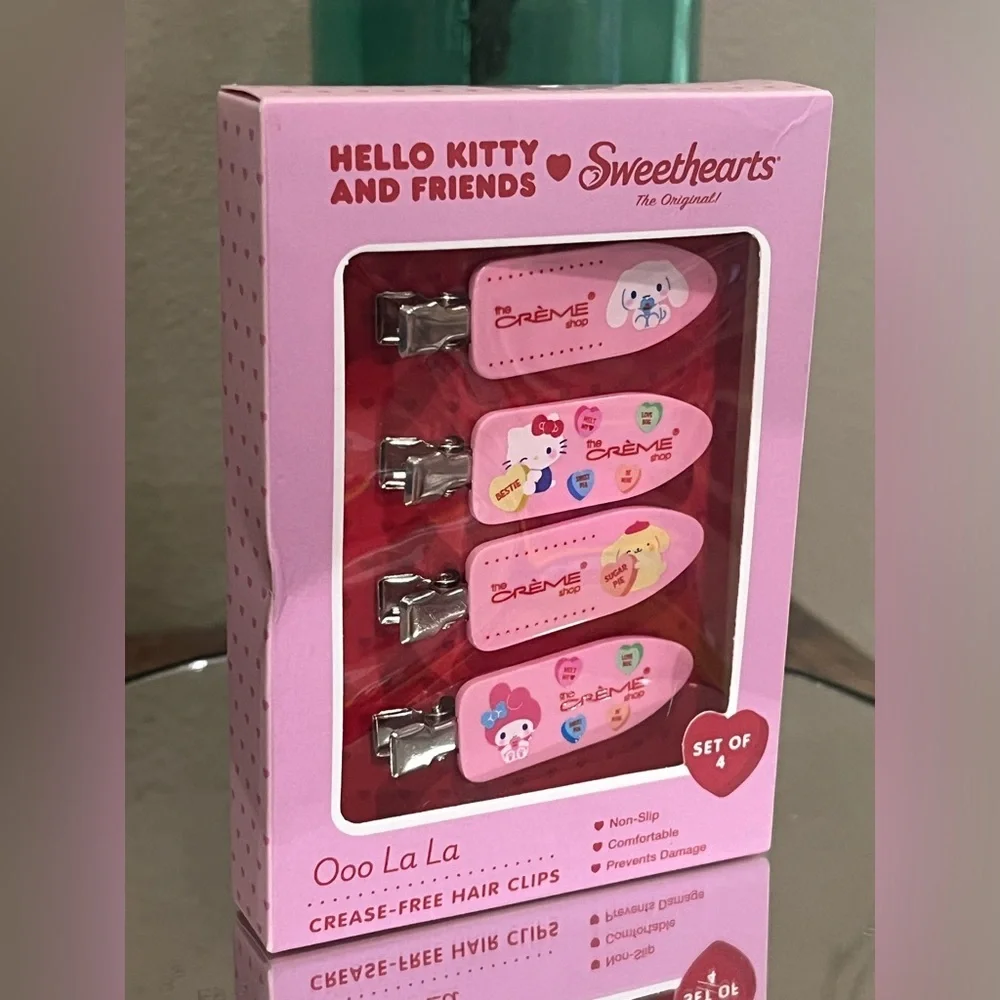 Hello Kitty Pink Sweethearts Ooo La La Hair Clip Set of 4, new!